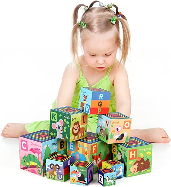 Wooden Alpha Animal Cube Box