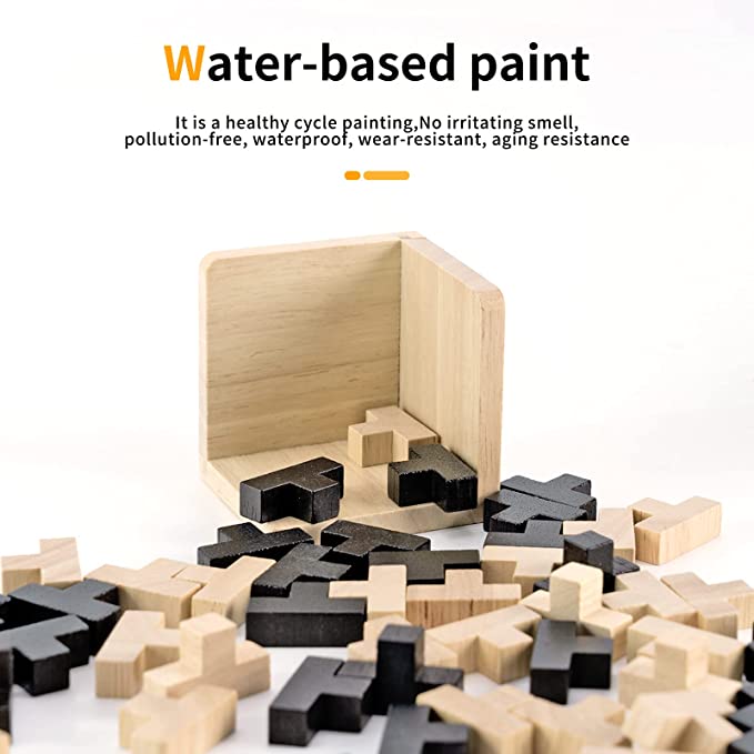 3D Wooden Tetris Cube (Black)