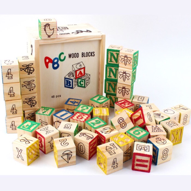 Alphabet Wooden Cube Box
